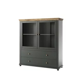 Evora - Vitrines magaskomód (zöld/tölgy)