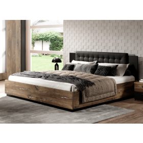   SIGMA - Franciaágy keret, 160 cm (Flagstaff tölgy/fekete/ezüst)