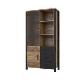   Olin wm 13 két ajtós három fiókos vitrin - appenzeller fenyő/fekete szupermatt