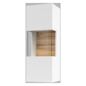   Ava 9NLM07 vitrines szekrény - 1 ajtós, falra szerelhető (Fehér/Wotan tölgy)