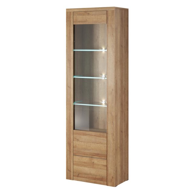 Larona XCDZ05 vitrines szekrény - 1 ajtós (Riviera tölgy)