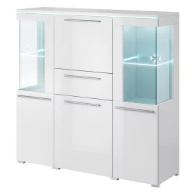 India 97DE46 komód - 3 ajtós, 1 fiókos, üveges (Fehér)