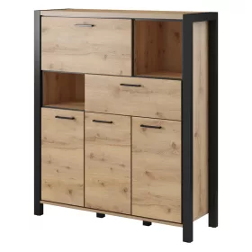   Aktiv TWLK46 komód - 3 ajtós, 1 fiókos, 1 lenyíló ajtós (Taurus tölgy/fekete)