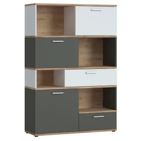   Trentin TWER01 3D2S könyvesszekrény - fehér/tölgy/grafit szürke