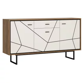   Bartoli BROK04 3D1S komód - catania tölgy/fekete/fényes fehér