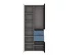 Lidice LASS01B 3D2S gardróbszekrény - szürke/fekete/fehér/kék