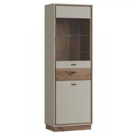   RIVENDELL álló vitrin (2D1S) - krémszürke/sötét flagstaff tölgy