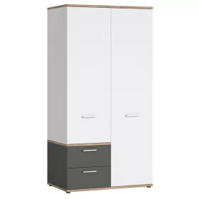   Trentin TWES02 2D2S gardróbszekrény - fehér/tölgy/grafit szürke