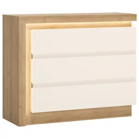   Bylot Bright LYOK04 3S komód - világos tölgy/fényes fehér