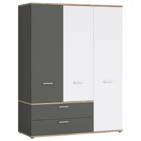   Trentin TWES03 3D2S gardróbszekrény - fehér/tölgy/grafit szürke