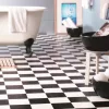 tekercses vinyl padló, PVC -  fekete-fehér csempe mintás Linz 995 3 m