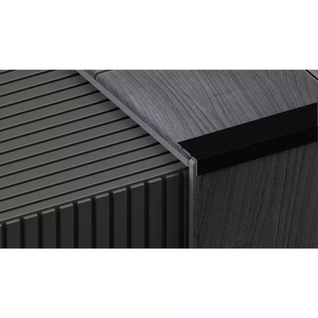 Aluminium 24,5x10 mm-es lépcsőélvédő, szögprofil - 82712 - fekete - 2,7m - öntapadós