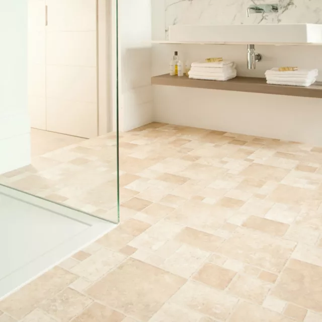 tekercses vinyl padló, PVC -  világosbarna csempe mintás Atlux 535 2 m