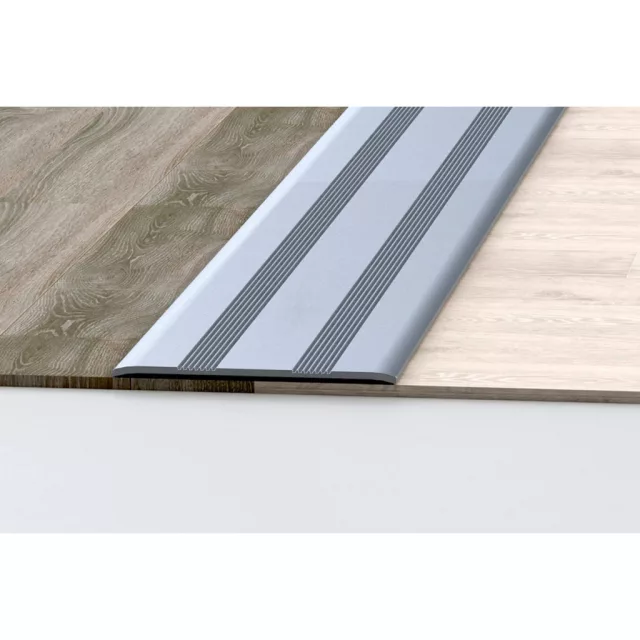 Aluminium 35 mm-es lapos burkolatváltó profil - 12702 - ezüst - 2,7m - öntapadós