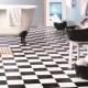 tekercses vinyl padló, PVC -  fekete-fehér csempe mintás Linz 995 2 m
