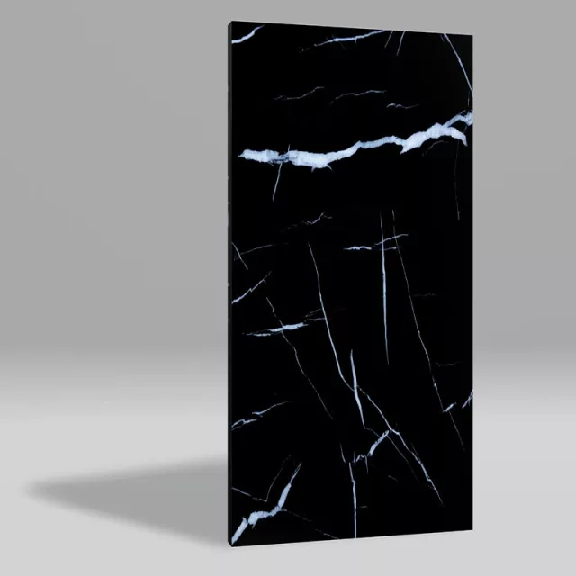 Falpanel, márvány mintával, PVC, 280x120 cm - Black - White Roots
