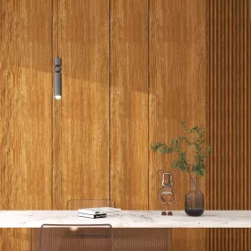 Falpanel, fa mintával, bambuszrost, 280x120 cm - Warm Hazel