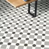 tekercses vinyl padló, PVC -  fekete-szürke csempe mintás Colandra 39T 2 m