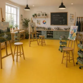   tekercses vinyl padló, PVC -  egyszínű Bluna 655 sárga 2 m
