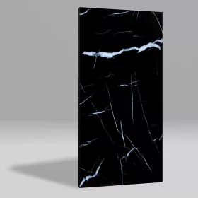   Falpanel, márvány mintával, PVC, 240x120 cm - Black - White Roots
