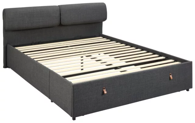 Harris franciaágy felnyíló ágyráccsal 160x200 cm - Basel sötétszürke 19/fekete