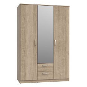   Nikol 3 ajtós, 2 fiókos tükrös ruhásszekrény (NIKS82-D30F) - sonoma tölgy