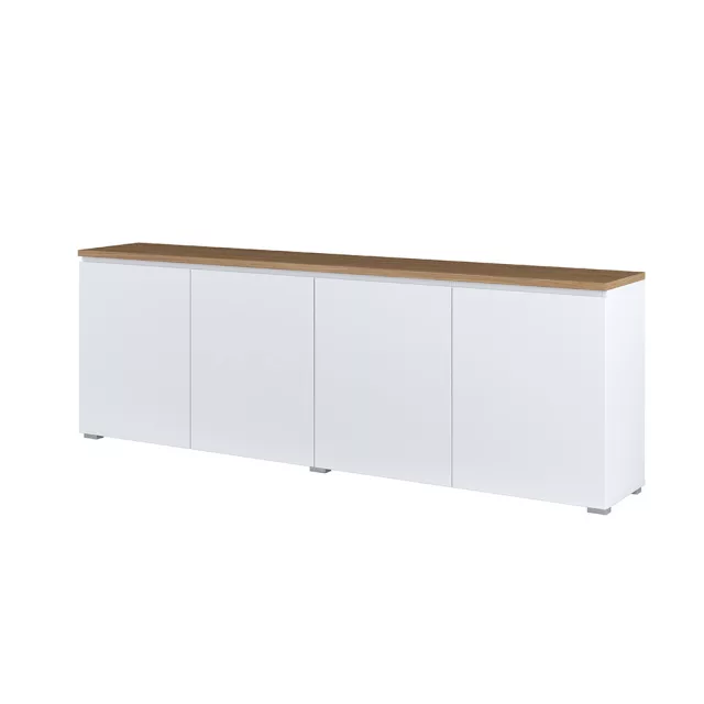Modo négy ajtós komód (247VOJ25) - fehér/mauvella tölgy