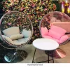 Függő fotel állvánnyal, átlátszó/arany/szürke, BUBBLE NEW TYP 2