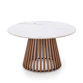   CARINA kerek dohányzóasztal - bézs márvány hatás / dió