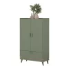 Scandi két ajtós, egy fiókos szekrény (24GDOH38) - fakó zöld/tölgy