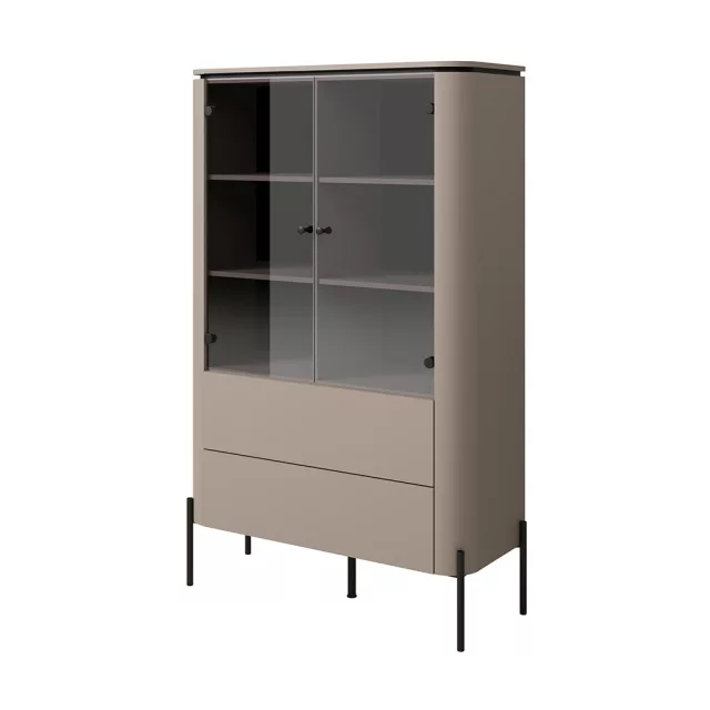  Bello két ajtós, két fiókos vitrin (24COOB12) - kongó/fekete