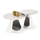 OSARIO - 2 részes dohányzóasztal-szett - fehér márvány / fehér