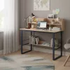 Íróasztal polccal, tölgy/fekete, TAMIS