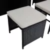 Kerti rattan szett, akácfa, fekete/krémszínű/természetes, MELFORD