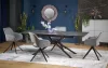 VITORINO bővíthető étkezőasztal (160-220 cm) - fekete márványminta / fekete