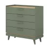 Scandi négy fiókos komód (24GDOH27) - fakó zöld/tölgy