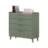 Scandi négy fiókos komód (24GDOH27) - fakó zöld/tölgy