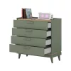 Scandi négy fiókos komód (24GDOH27) - fakó zöld/tölgy