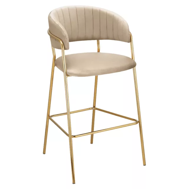 Design bárszék, bézs Velvet szövet/gold króm arany, DASMIN NEW TYP 2