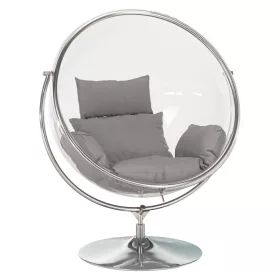   Függő fotel állvánnyal, átlátszó/ezüst/szürke, BUBBLE NEW TYP 2