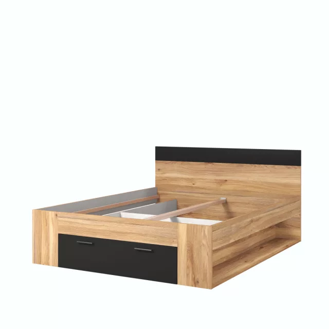 Beta franciaágy keret (160) 22MW1691 - mauvella tölgy/fekete