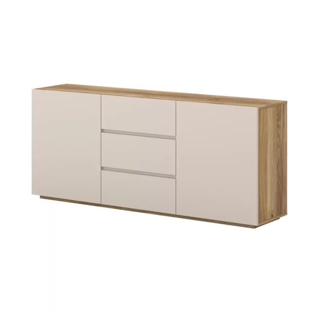 Criss két ajtós, három fiókos komód (24MKOM26) - mauvella tölgy/kasmír