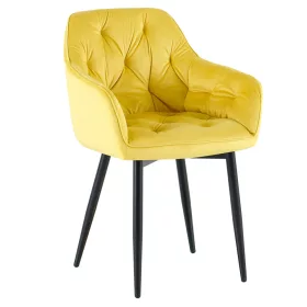 Dizájnos fotel, sárga Velvet szövet, FEDRIS 2 NEW