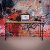 Íróasztal tölgy/fekete, 150x60 cm, MELLORA