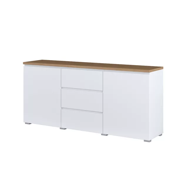 Modo két ajtós, három fiókos komód (247VOJ26) - fehér/mauvella tölgy