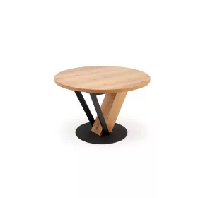 FANIS kerek kihúzható asztal (natúr-fekete) 120-160 cm