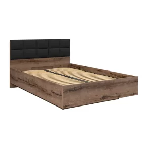 BRW Kassel B1 ágy 140x200 - kolostor tölgy/fekete tölgy