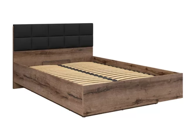 BRW Kassel B1 ágy 140x200 - kolostor tölgy/fekete tölgy