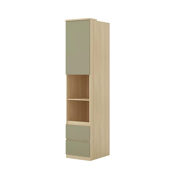 Terra egy ajtós, két fiókos könyvespolc (24LEON94) - lindberg tölgy/sandy beige
