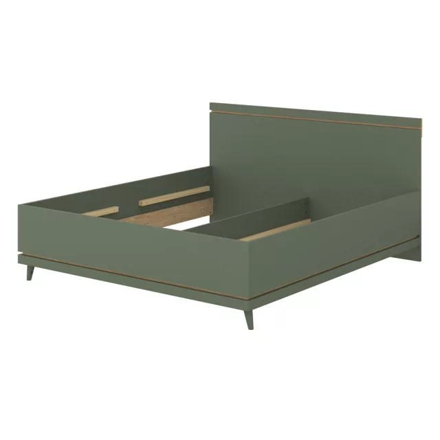 Scandi franciaágy keret 180 cm (24GDOH32) - fakó zöld/tölgy